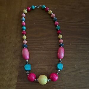 Multicolor Beaded Statement Necklace - Pink, Turquoise & Yellow